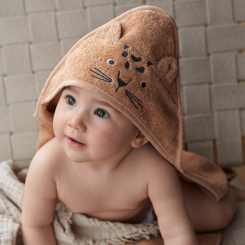 Cape de bain bébé Léopard Albert - Abricot