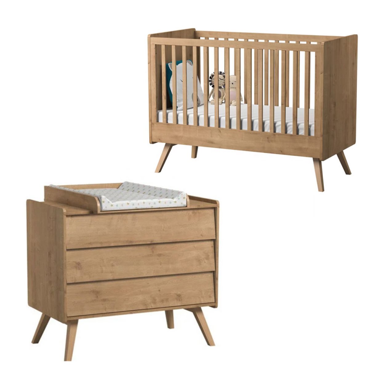Chambre Bébé Complète évolutive Vintage Duo - Chêne
