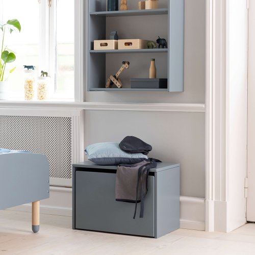 Chevet coffre de rangement 3 en 1 - Bleu gris