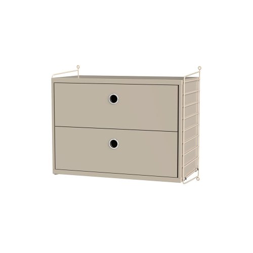 Chevet mural 2 tiroirs - Beige