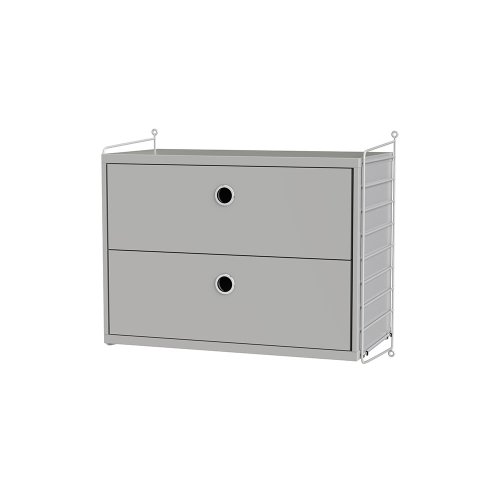 Chevet mural 2 tiroirs - Gris