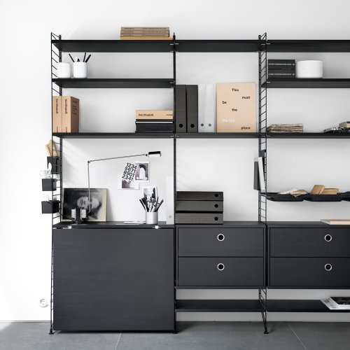 Chevet mural 2 tiroirs - Noir