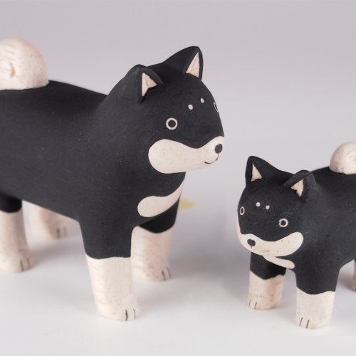Figurine famille chiens Shiba Inu Polepole Pair