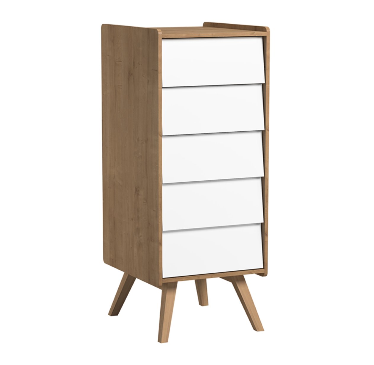 Chiffonnier 5 tiroirs Vintage - Chêne/Blanc