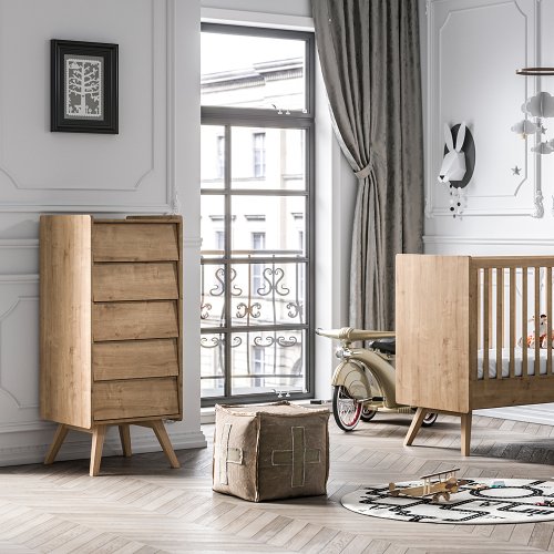 Chiffonnier 5 tiroirs Vintage - Chêne