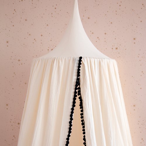 Ciel de lit amour pompon - Naturel