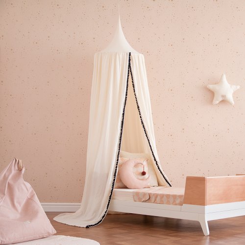 Ciel de lit amour pompon - Naturel