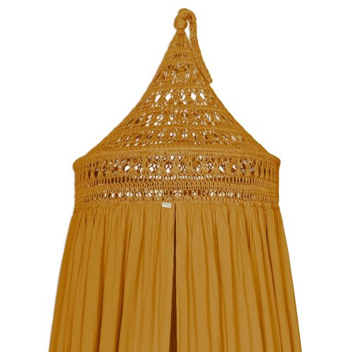 Ciel de lit Tara Crochet et coton bio - Curry