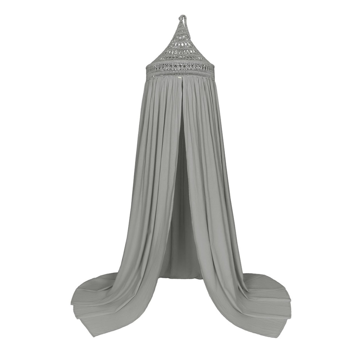 Ciel de lit Tara Crochet et coton bio - Gris argent