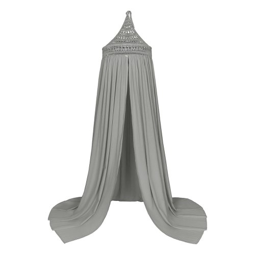 Ciel de lit Tara Crochet et coton bio - Gris argent