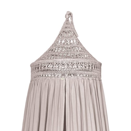 Ciel de lit Tara Crochet et coton bio - Rose poudré