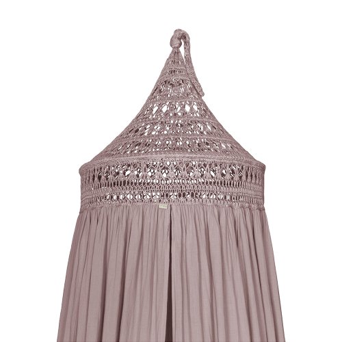 Ciel de lit Tara Crochet et coton bio - Vieux rose