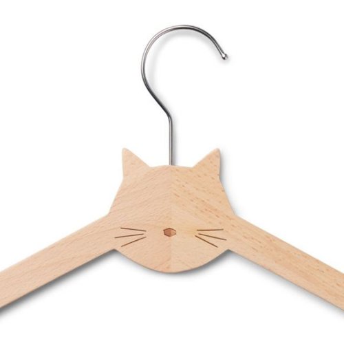 Set de 3 cintres Chat - Naturel