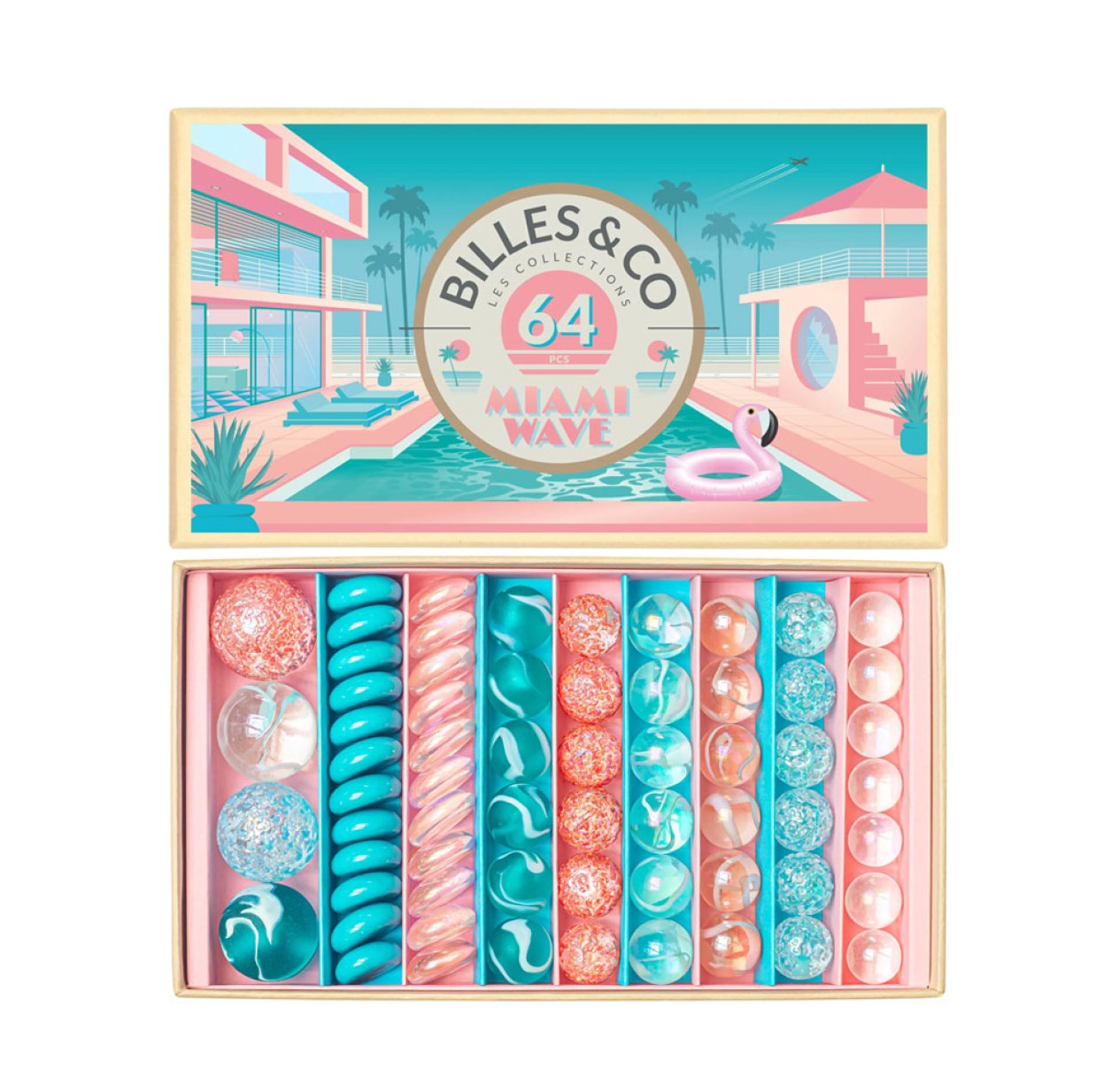 Coffret de 64 Billes - Miami Wave