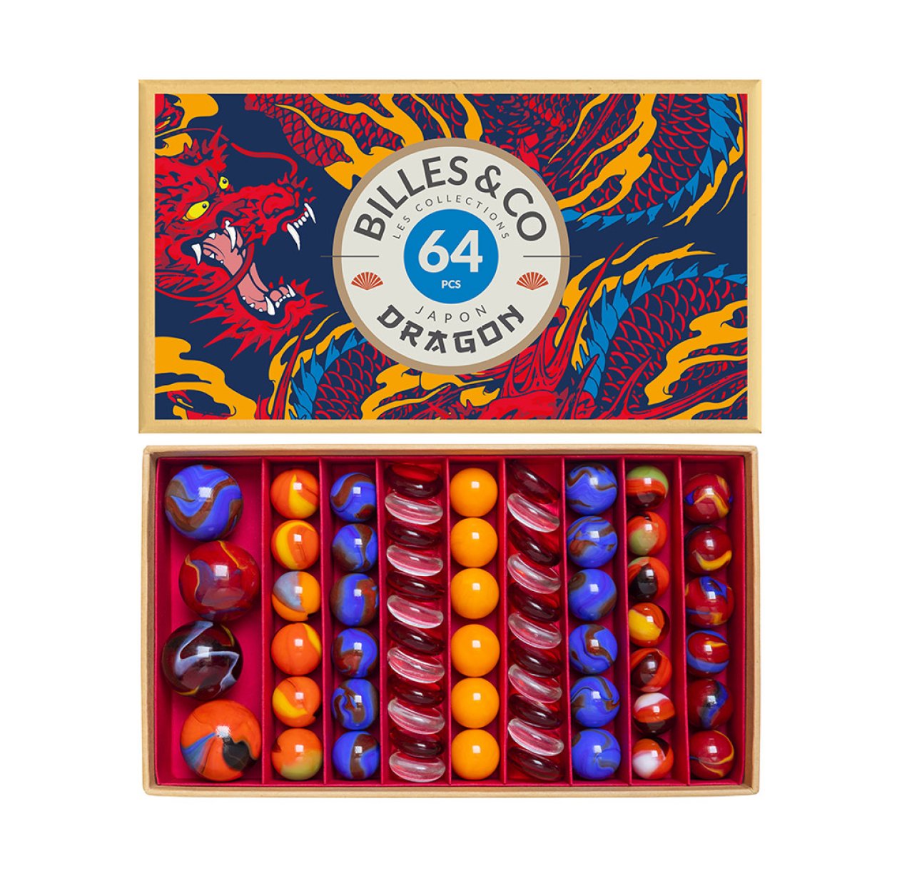 Coffret de 64 Billes Dragon - Feu
