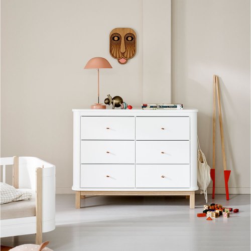 Commode 6 tiroirs Wood - Chêne / Blanc