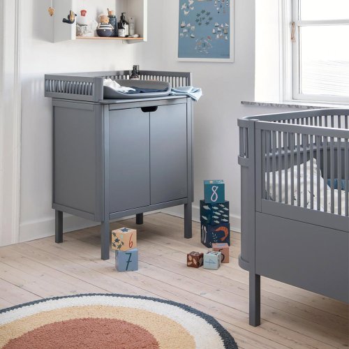 Commode à langer 2 portes - Gris