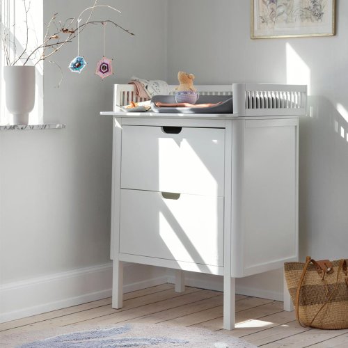Commode à langer 2 tiroirs - Blanc