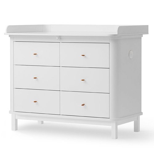Commode avec grand plan à langer Wood - Blanc