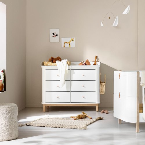 Commode avec grand plan à langer Wood - Chêne / Blanc