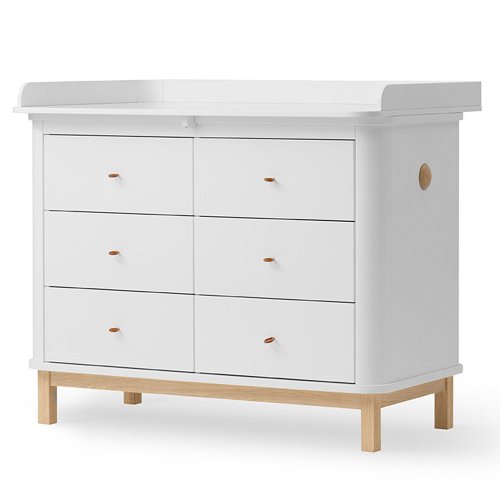 Commode avec grand plan à langer Wood - Chêne / Blanc