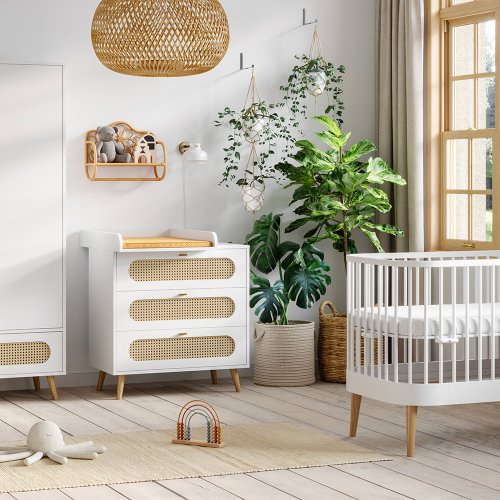 Commode 3 tiroirs à langer Canne - Blanc