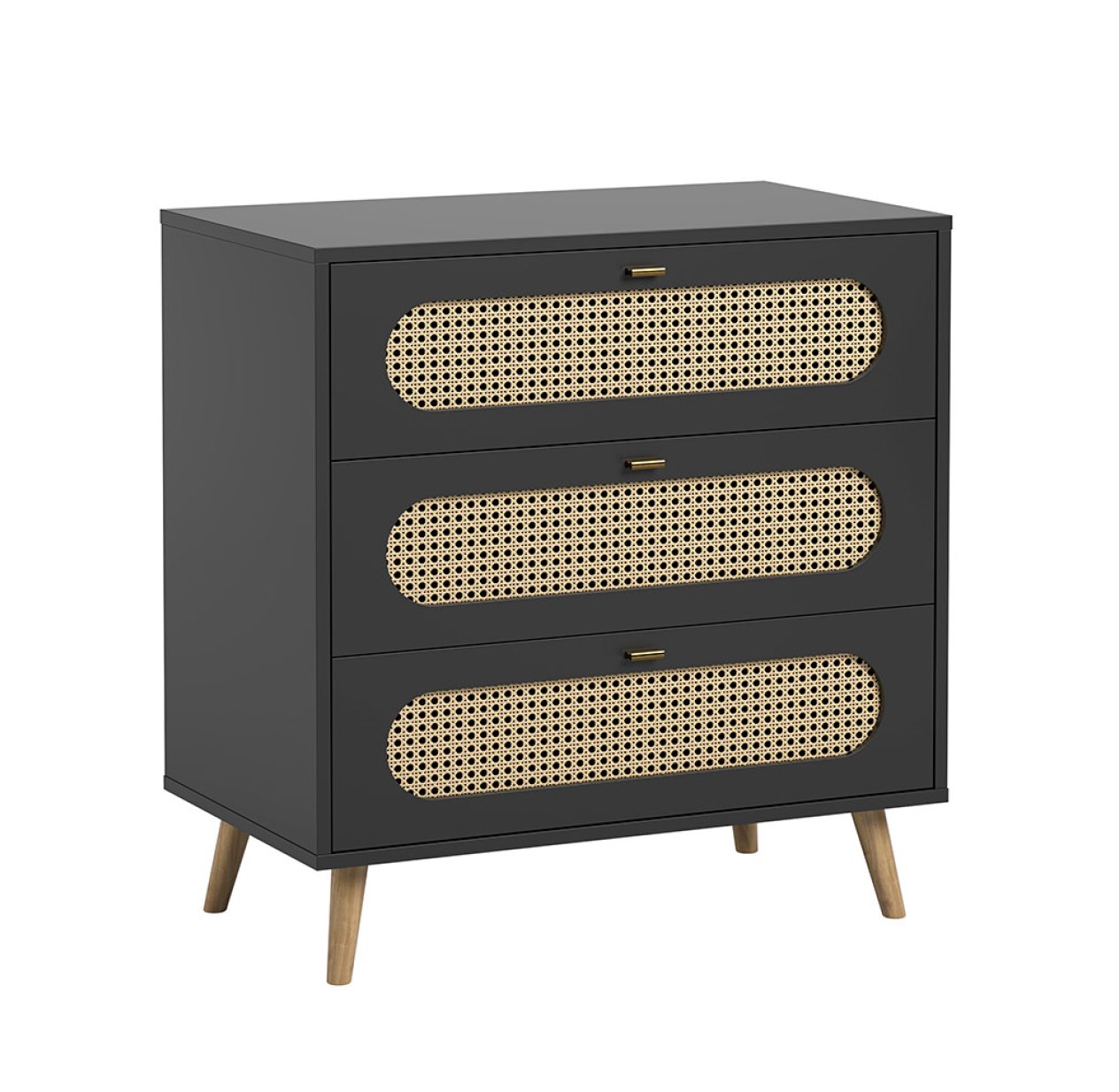 Commode 3 tiroirs à langer Canne - Noir