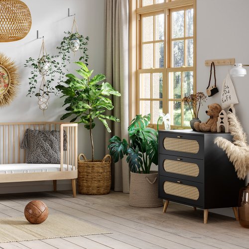 Commode 3 tiroirs à langer Canne - Noir