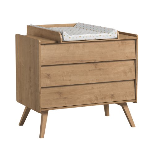 Commode 3 tiroirs à langer Vintage - Chêne