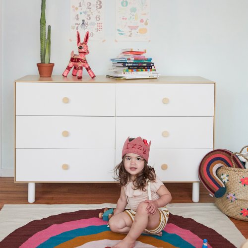 Commode Merlin Classic 6 tiroirs - Blanc/Bouleau