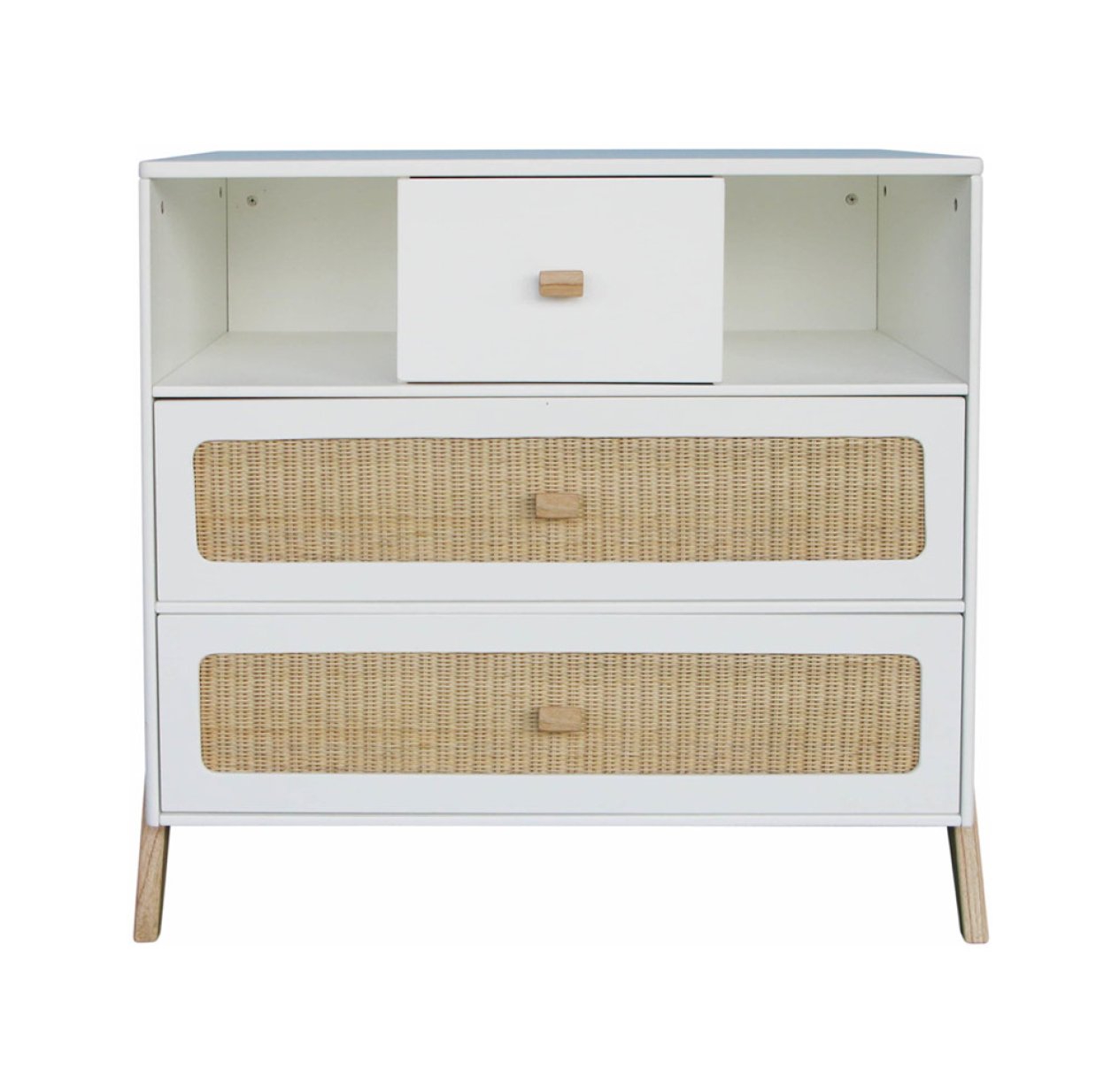 Commode cèdre et rotin Marélia - Blanc