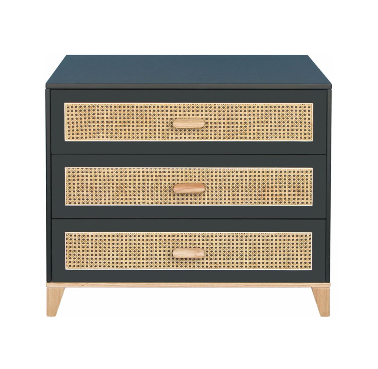 Commode en Bois et Cannage Rotin Nami - Noir