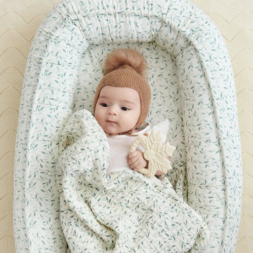 Couffin Baby Nest Green Leaves