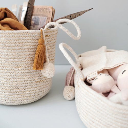 Couffin pour poupée pompon mauve - Naturel