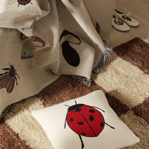Coussin Brodé Coccinelle