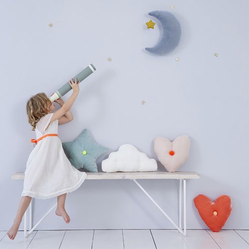 Coussin Lune en velours - Denim