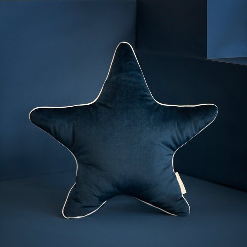 Coussin Etoile Velours - Bleu nuit