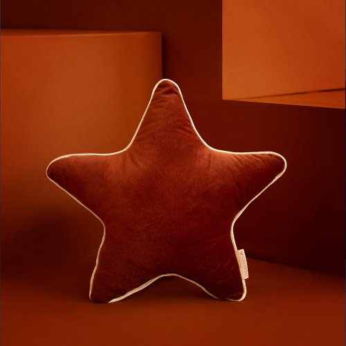 Coussin Etoile Velours - Rouille