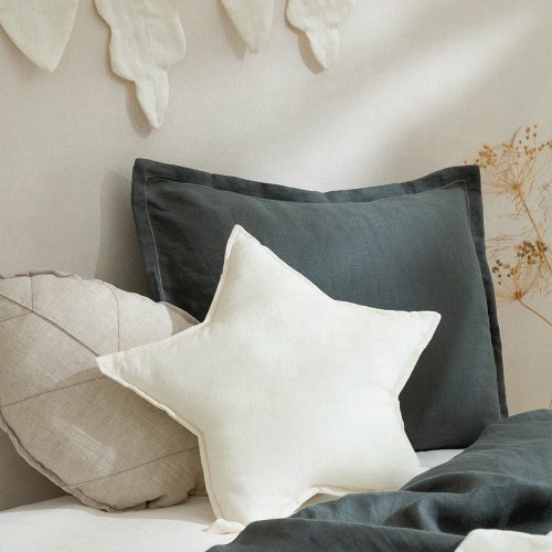 Coussin Etoile Lin Français - Blanc