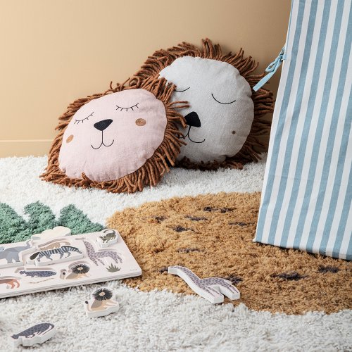 Coussin lion Safari - Naturel