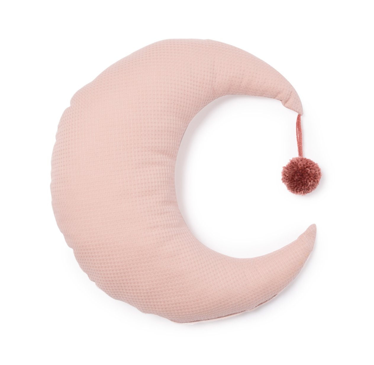 Coussin lune Pierrot pompon misty pink - Vieux rose