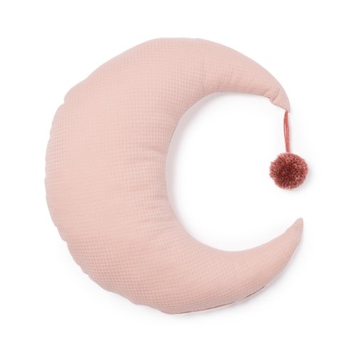Coussin lune Pierrot pompon misty pink - Vieux rose