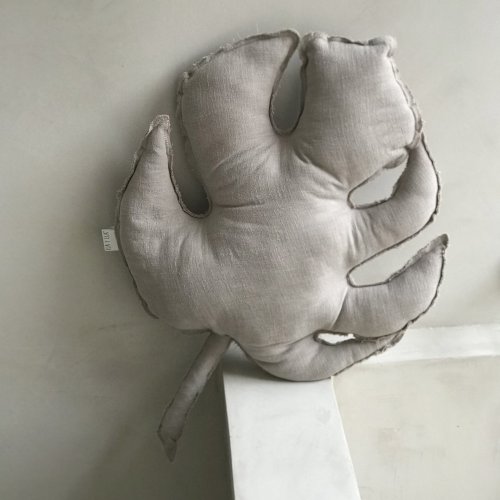 Coussin Feuille Monstera - Sable