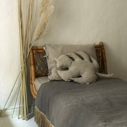 Coussin Feuille Monstera - Sable