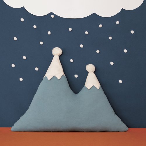 Coussin montagne Snowy pompon magic green - Vert vintage