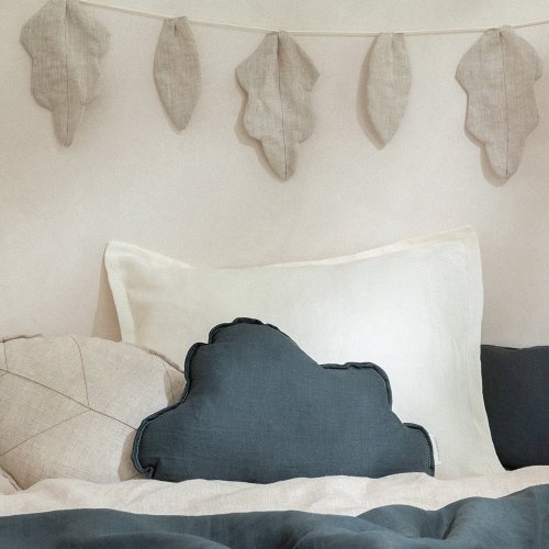 Coussin Nuage Lin Français - Green Blue