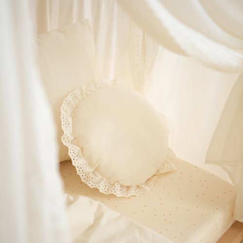 Coussin Rond Dentelle Vera - Naturel