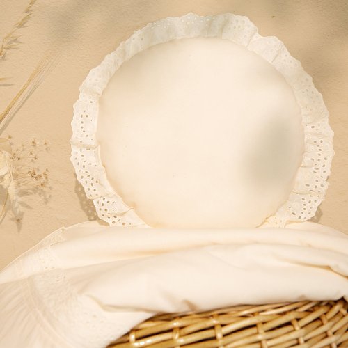 Coussin Rond Dentelle Vera - Naturel