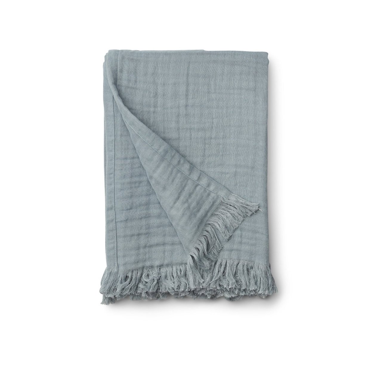 Plaid frangé Magda - Bleu pâle