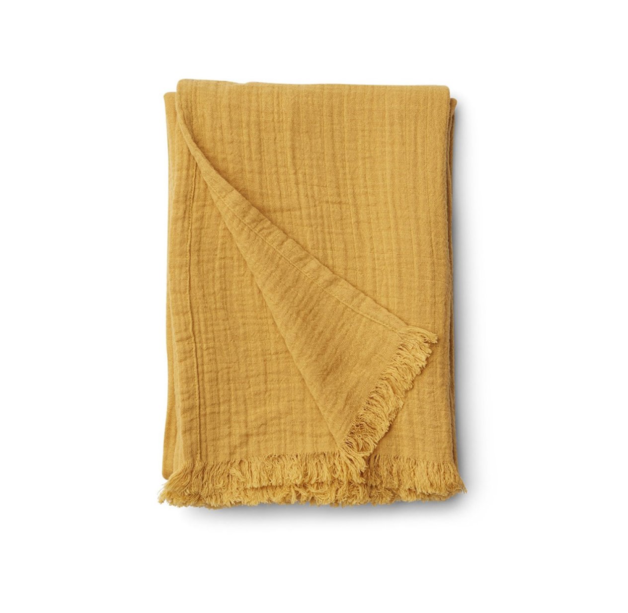 Plaid frangé Magda - Moutarde